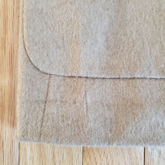 Talbots Womens Pure Camel Hair Blazer 14 FLAWS Tan Vintage 2 Button Long - Picture 11 of 14